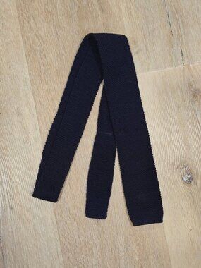 Vintage Private Club Navy Knit Tie Square End Textured